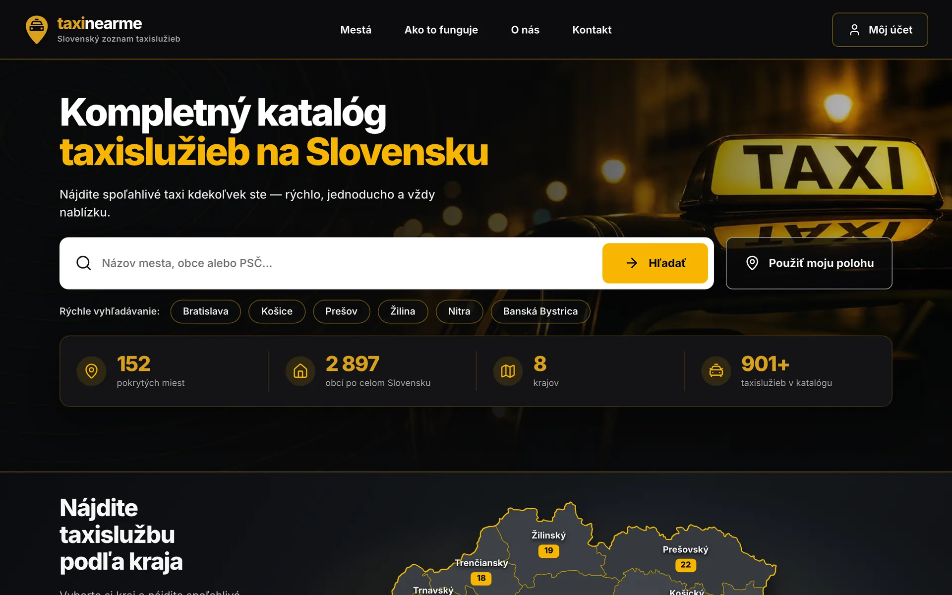 TaxiNearMe.sk — desktop verzia katalógu taxislužieb